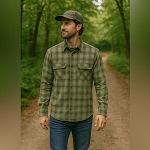 Roark Revival Wool blend Green Plaid Shirt Outdoors Hiking Men’s medium